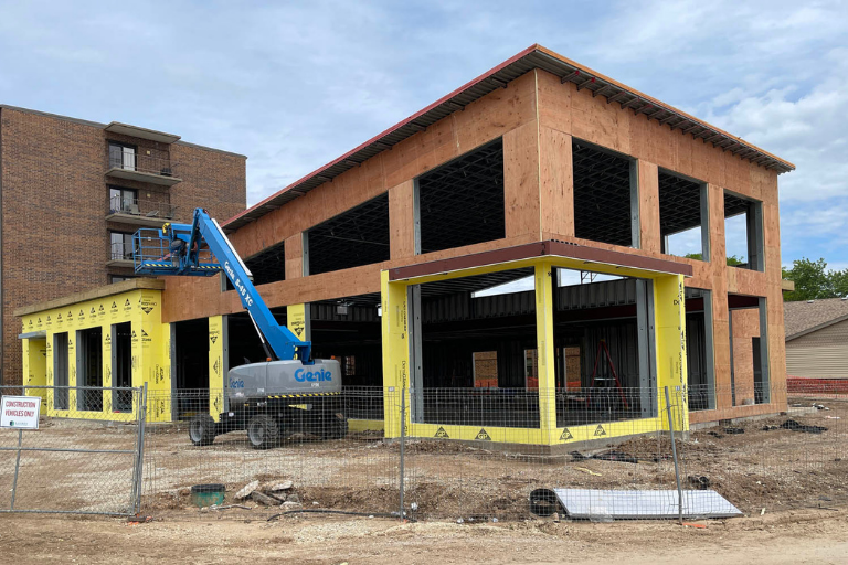 Photo of exterior under construction at Salina Presbyterian Manor