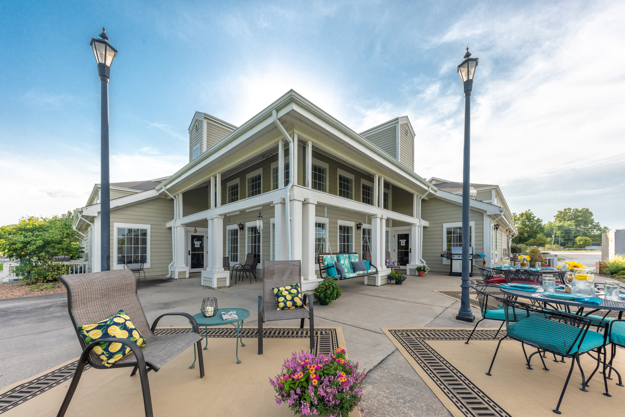 Photograhed by Rebekah Houser. FSPV Outdoor patio with tables set up