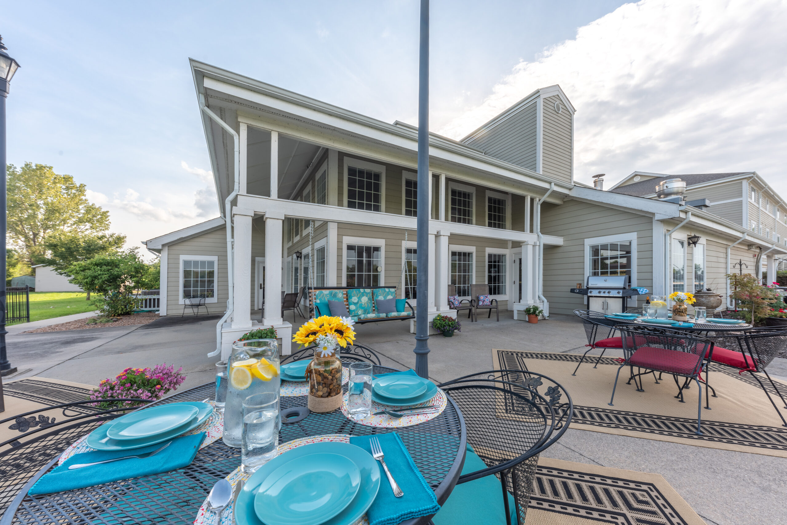 Photograhed by Rebekah Houser. FSPV Outdoor patio with tables set up