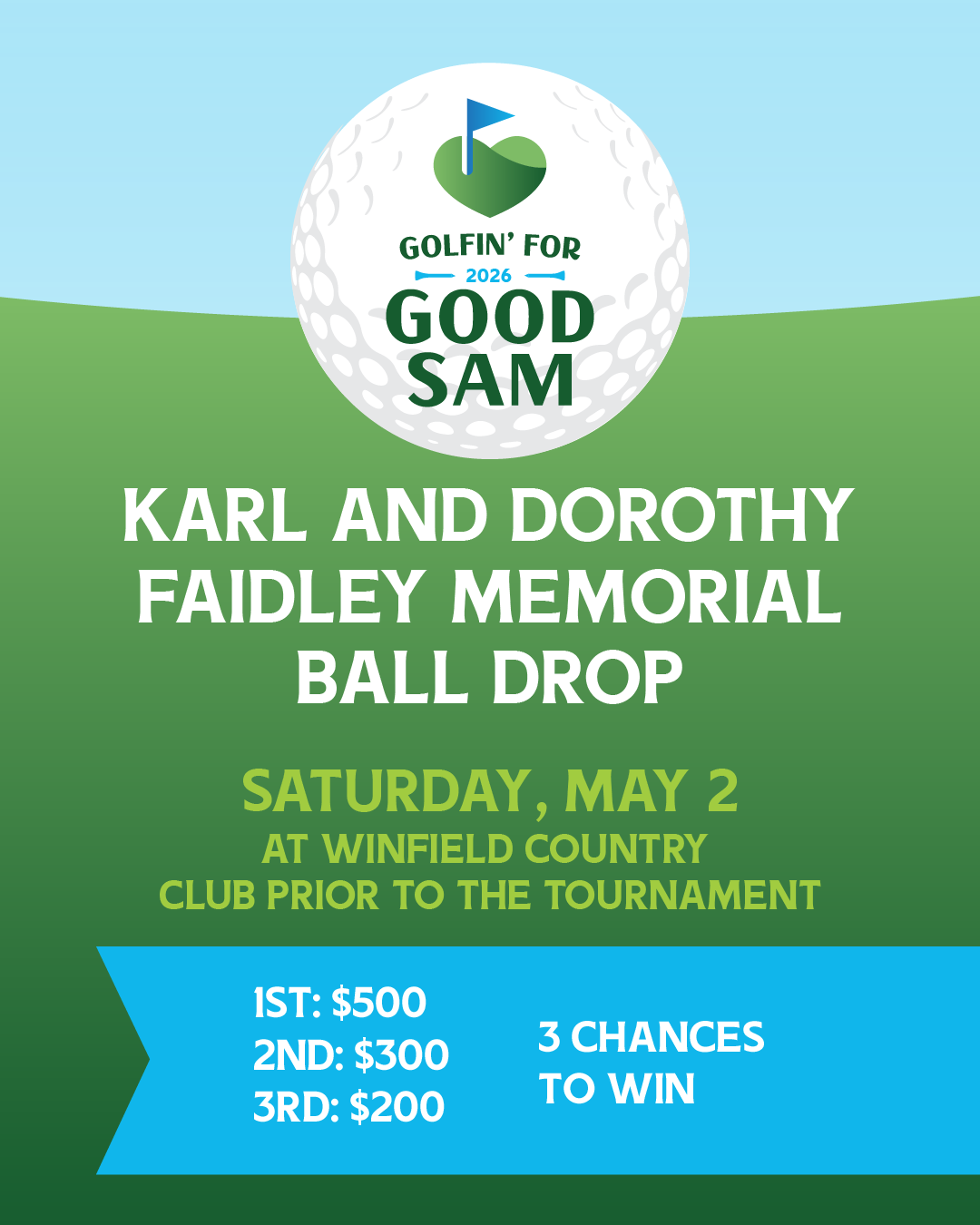 ACPM Golfing for Good Sam ball drop facebook graphic